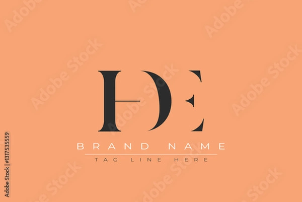Fototapeta HDE abstract letter logo design. This logo is designed by three abstract letters.