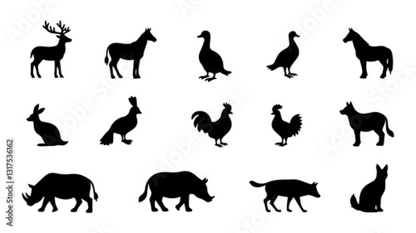 Obraz The Art of Animal Silhouette Illustrations with These Vector Sets  in Your Graphic Design Projects