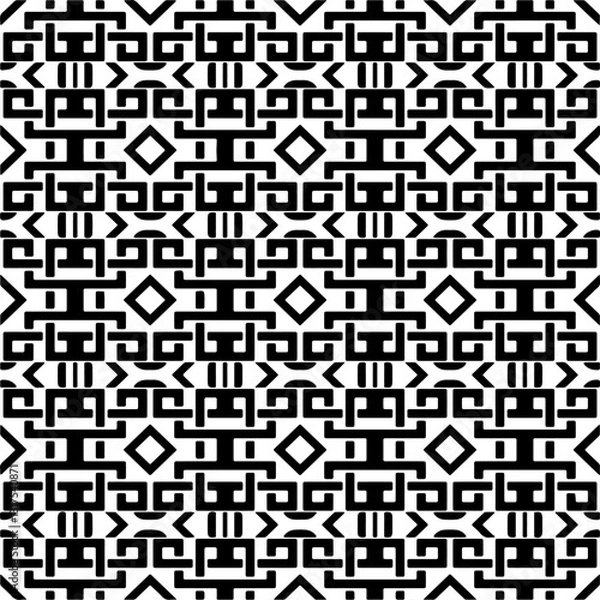 Fototapeta  Abstract texture for fabric print, card, table cloth, furniture, banner, cover, invitation, decoration, wrapping.Seamless repeating pattern. Black and white color.Carpet pattern texture.