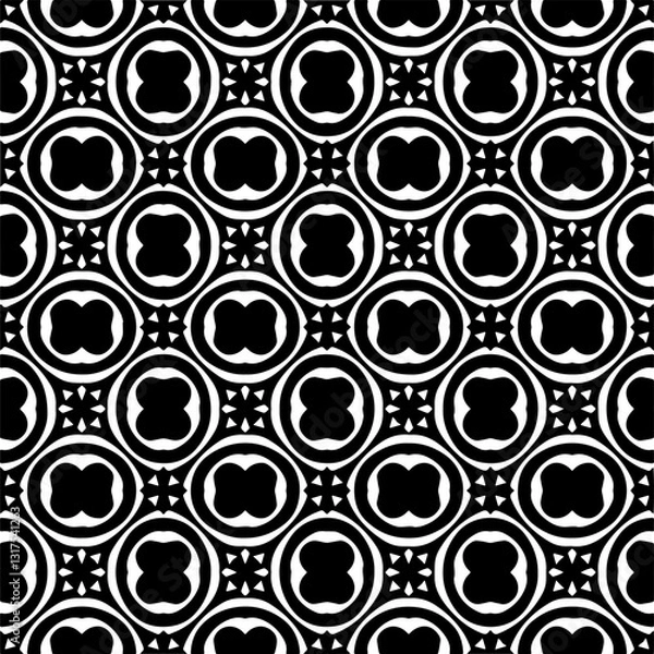 Fototapeta  Abstract texture for fabric print, card, table cloth, furniture, banner, cover, invitation, decoration, wrapping.Seamless repeating pattern. Black and white color.Carpet pattern texture.