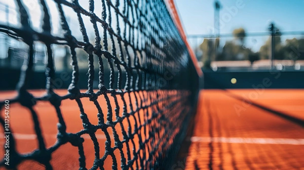 Obraz Close up of a padel net on a tennis court, athletic backdrop