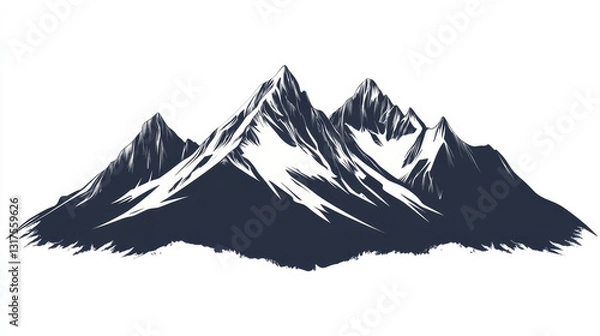 Obraz Mountain vector set silhouette nature winter mountainous valleys outdoor rocky snow ice top of mount landscape travel climbing hill peak hiking illustration