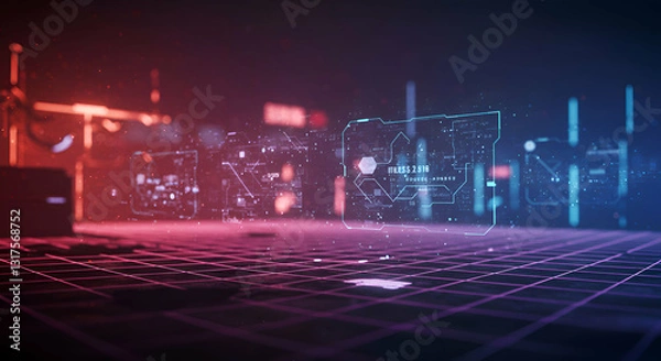 Obraz Dynamic Digital Grid & Minimalist Urban Patterns in Digital Innovation