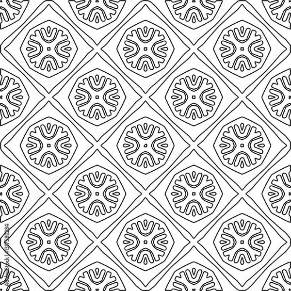 Fototapeta Linear pattern. Digital design.Black and white pattern for web page, textures, card, poster, fabric, textile.Linear Wallpaper Image.Repeating ornament.