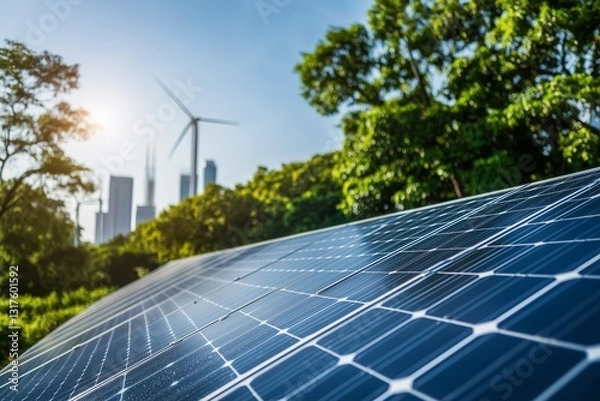 Fototapeta Corporate report highlighting ESG metrics within the green energy industry, highlighting sustainable business practices.