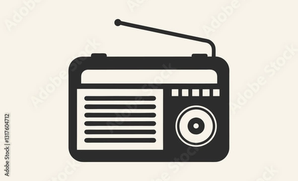 Obraz "Radio Icon, Electronic Device, radio silhouette icon with antenna vector illustration,
"