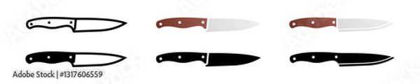 Fototapeta Button knife icon set. Sign edge on white background. Pointed tool. Simple knifes icons in vector design style