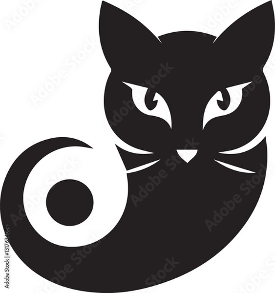 Obraz Bold Cat Logo Vector in Black and White

