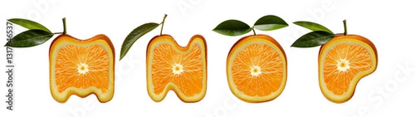 Fototapeta Citrus Font M, N, O, P– Orange Slice Letters for Creative Projects