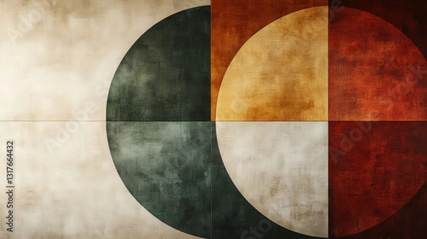 Fototapeta Abstract earth tone design featuring semi-circles and squares creates a minimalist feel. Modern website designs with a clean aesthetic.
