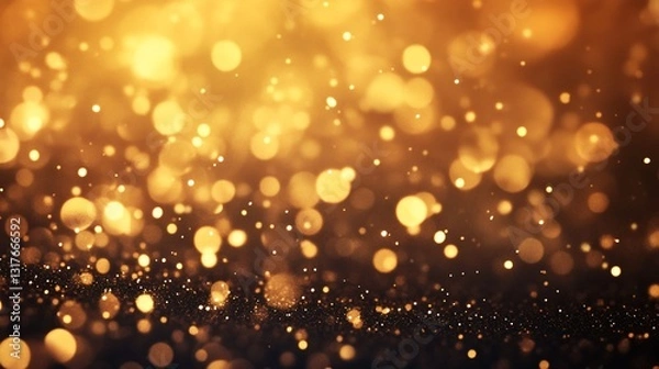 Fototapeta Golden Glitter Sparkle Festive Background: Luxurious Shimmering Bokeh Lights