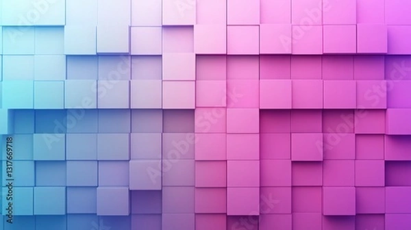 Fototapeta Stunning Abstract Background with 3D Cubes in Vibrant Blue and Pink Gradient, Representing Modernity and Technology. Ideal for Website Banners, Digital Presentations, and Tech-Related Designs.