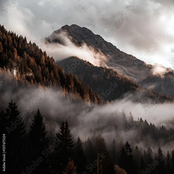 Obraz mountain landscape with fog