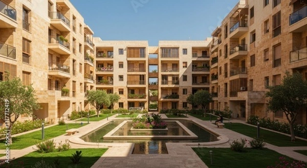 Obraz U-Shaped Mediterranean Multi-Family Residential Complex