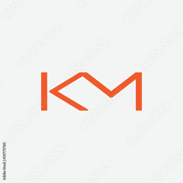 Obraz Abstract KM monogram logo design concept