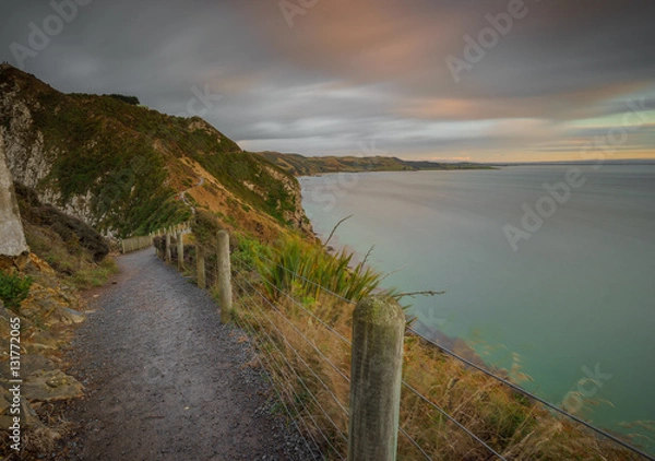 Fototapeta Sunrise Scenic Vista From Lookout Point with view of path leadin