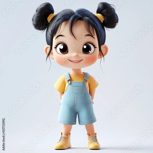 Obraz cute little girl character, 3D avatar model