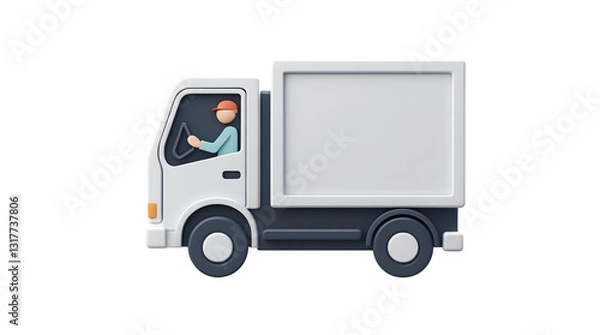 Fototapeta A delivery truck with a driver, ideal for logistics and transportation themes