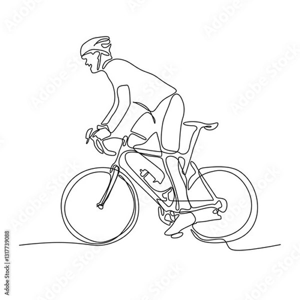 Obraz continuous single line drawing of a cyclist in motion