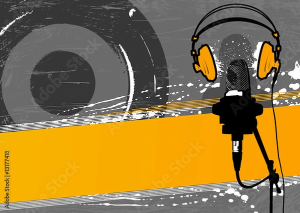 Fototapeta Speaker, microphone and singer