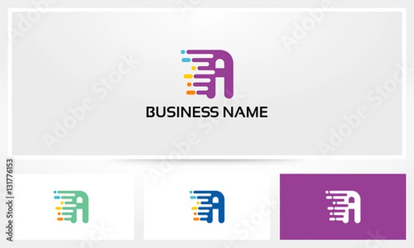 Fototapeta Letter A Digital Data Logo