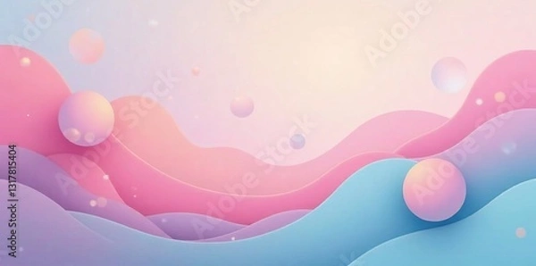 Obraz Soft pastel gradient with overlapping circles and wavy lines, modern, gradient, pastel