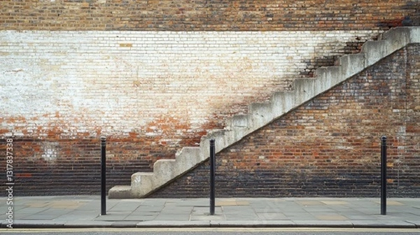 Fototapeta Professional Weathered Bricks Wall with Staircase for Creative Use