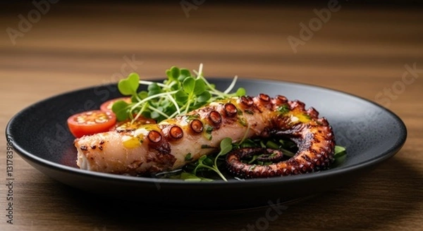 Fototapeta Grilled Octopus with Lemon and Herb Dressing