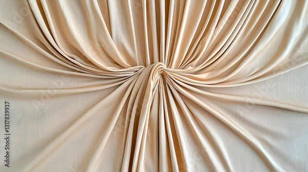 Fototapeta Beige Fabric Draped and Gathered in Soft Folds With Subtle Texture and a Smooth Surface Ideal for Background or Design Element