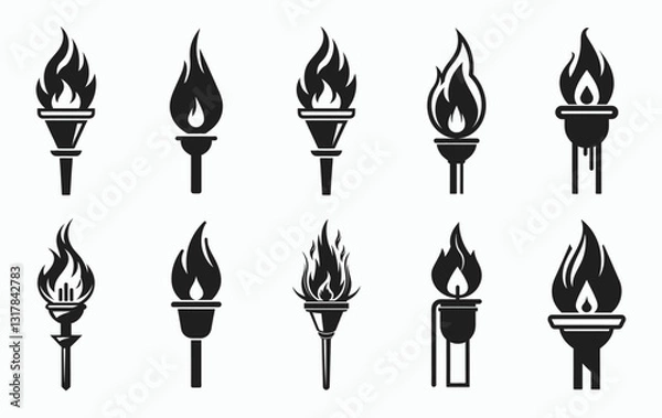 Obraz a fire torch silhouette vector Illustration,  torch vector icon