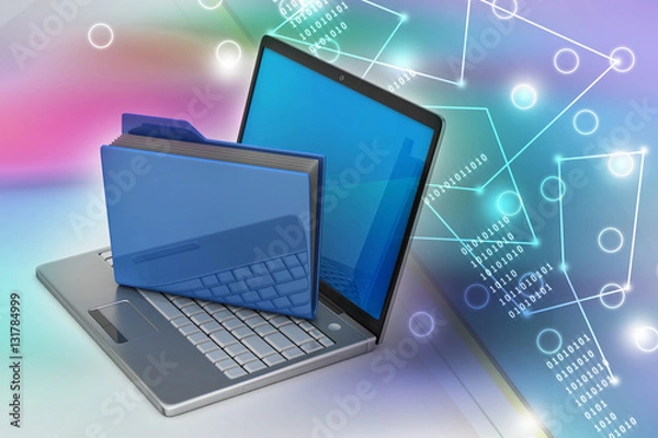 Obraz Laptop with file folder