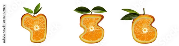 Fototapeta Citrus numbers 4, 5, 6 – letters in the form of orange slices for creative projects.