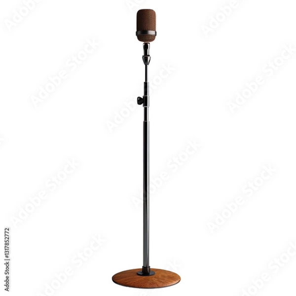 Fototapeta Microphone stand with a microphone on top of it on transparent background