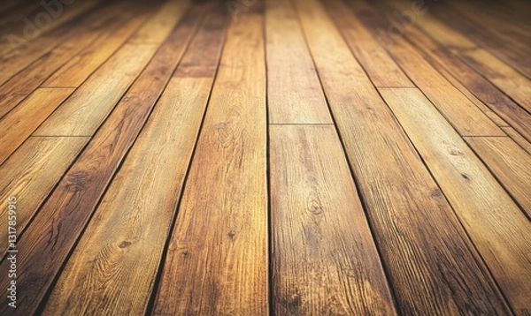 Fototapeta Empty wooden floor with perspective view for product placement