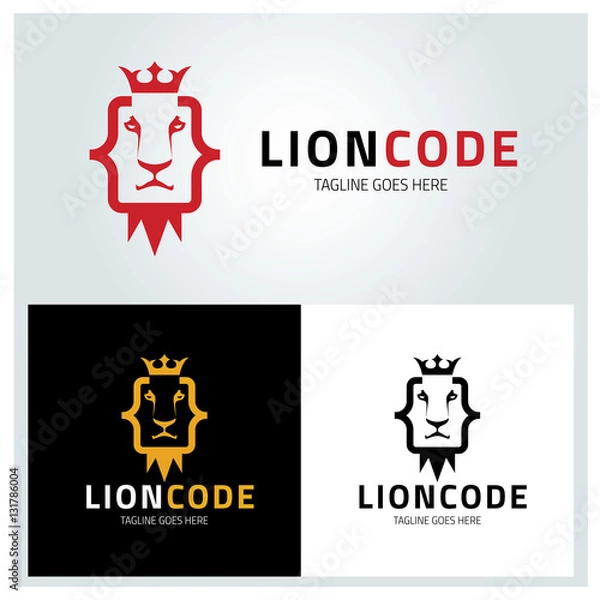 Fototapeta Lion code logo design template ,Vector illustration