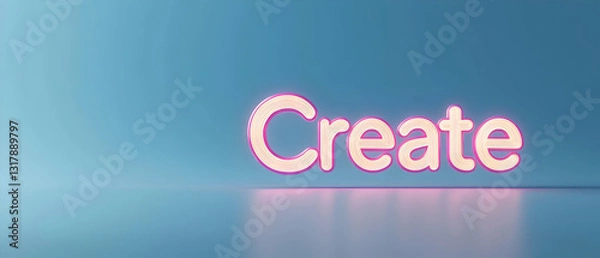 Obraz 3D Rendered Pink Create Word Art With Intricate Details On A Soft Blue Background With Subtle Lighting