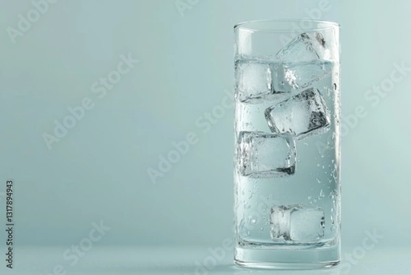 Fototapeta Refreshing ice-cold soda served in a tall glass with ice cubes for a perfect summer drink experience