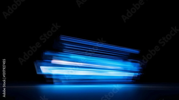 Fototapeta Abstract Light Painting With Blue Streaks and Motion Blur on a Dark Background