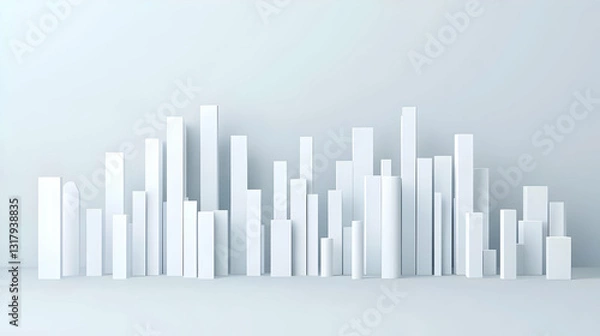 Fototapeta Abstract Cityscape Model with White Geometric Structures and Shapes