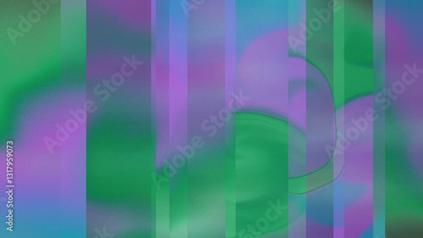 Obraz Psychedelic neon green, blue, and purple abstract pattern with layered transparency and geometric elements, creating a futuristic and visually striking digital art background
