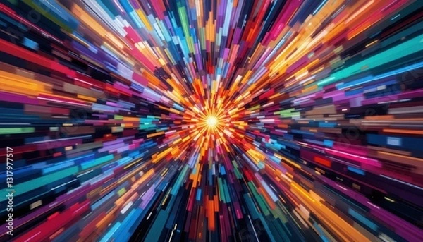 Fototapeta Vibrant Explosion of Color with Dynamic Streaks of Light