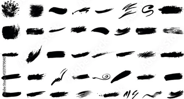 Fototapeta "Set of Abstract Grunge Brush Strokes with Transparent Background"