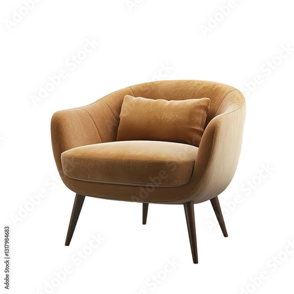 Obraz Tan chair with a brown pillow on it on transparent background