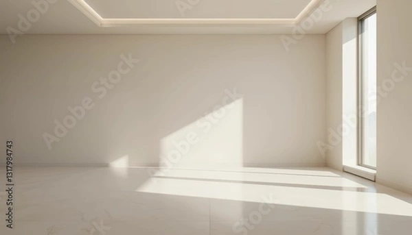 Fototapeta Bright Minimalist Interior with Sunlight and Clean Lines
