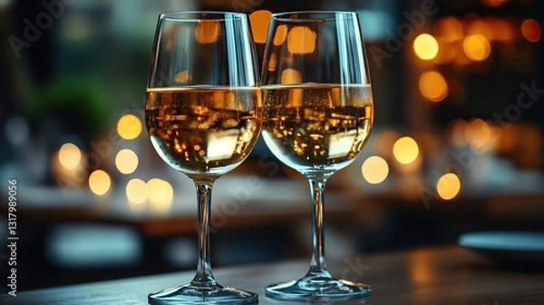 Fototapeta two glasses raised for a toast