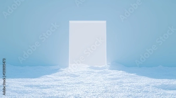 Obraz White Cube on Blue Textured Background Minimal 3D Render
