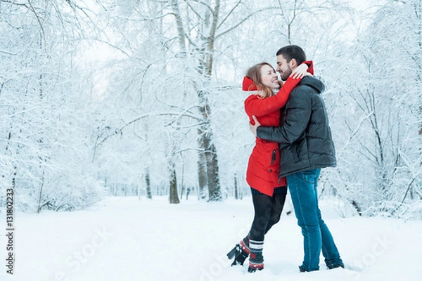 Obraz Young couple resting in park