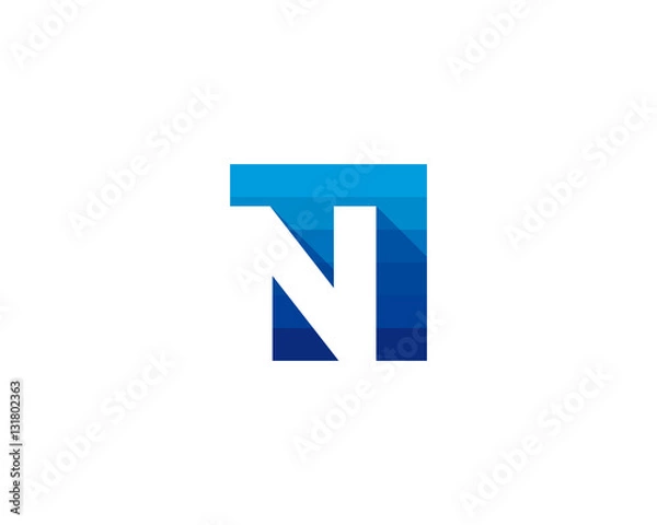 Fototapeta Initial Letter N Square Shadow Logo Design Element