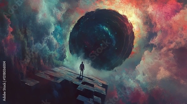 Fototapeta Cosmic Contemplation: A Surreal Journey into the Vast Unknown