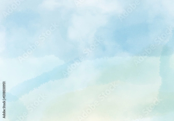 Obraz 薄い青、緑のグラデーション、壁紙、水彩画の背景